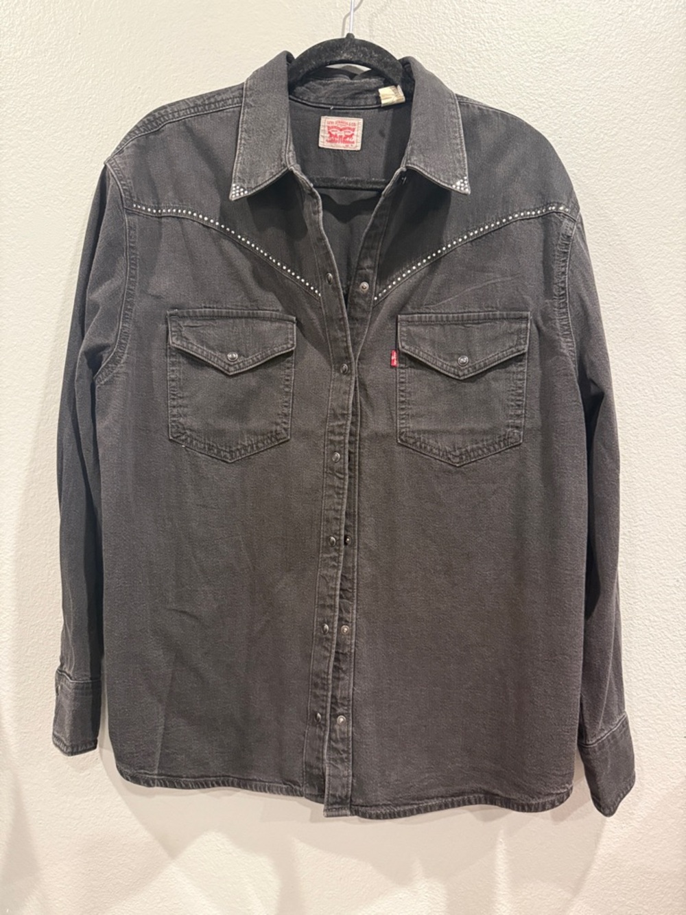Levi's Black Denim Western Snap Shirt size XL